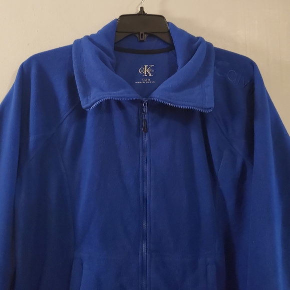 Calvin Klein Womens Plus Royal Blue Fleece Jacket - Picture 4 of 9